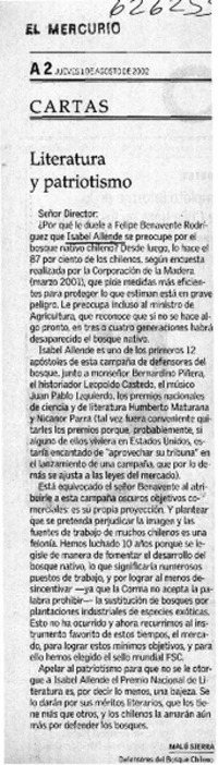 Literatura y patriotismo  [artículo] Malú Sierra
