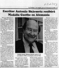 Escritor Antonio Skármeta recibirá Medalla Goethe en Alemania  [artículo]