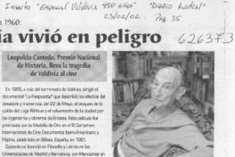Leopoldo Castedo, Premio Nacional de Historia, lleva la tragedia de Valdivia al cine  [artículo]