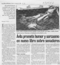 Ávila promete humor y sarcasmo en nuevo libro sobre senadores  [artículo] Marianela Cisternas