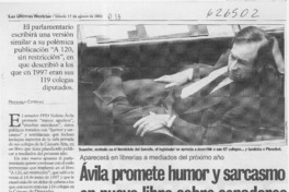 Ávila promete humor y sarcasmo en nuevo libro sobre senadores  [artículo] Marianela Cisternas