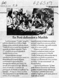 En Perú defienden a Matilde  [artículo]