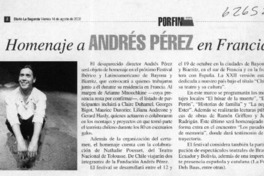 Homenaje a Andrés Pérez en Francia  [artículo]