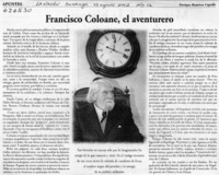 Francisco Coloane, el aventurero  [artículo] Enrique Ramírez Capello