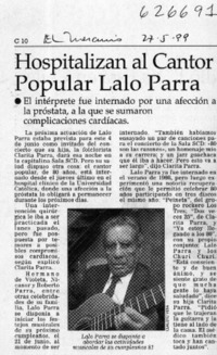 Hospitalizan al cantor popular Lalo Parra  [artículo]