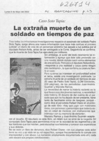 La extraña muerte de un soldado en tiempos de paz  [artículo] Patricio Rodríguez