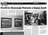 Rendirán homenaje póstumo a Emma Jauch  [artículo]