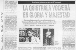 La Quintrala volverá en gloria y majestad  [artículo]