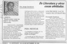 "Donde mejor canta un pájaro" de Alejandro Jodorowsky  [artículo] Jorge Sandoval