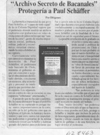 "Archivo secreto de bacanales" protegería a Paul Schäffer  [artículo] Diógenes