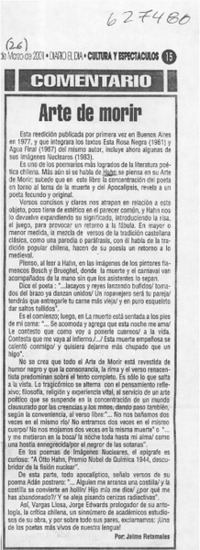 Arte de morir  [artículo] Jaime Retamales