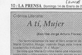 A tí, mujer  [artículo] Jorge Arturo Flores