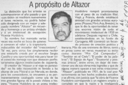 A propósito de Altazor