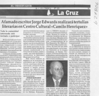 Afamado escritor Jorge Edwards realizará tertulias literarias en Centro Cultural "Camilo Henríquez"