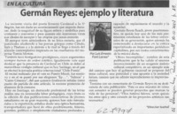 Germán Reyes, ejemplo y literatura  [artículo] Luis Ernesto Font Larrea