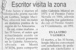 Escritor visita la zona  [artículo]