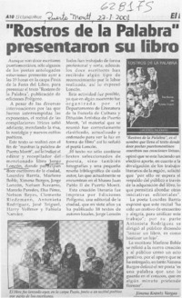 "Rostros de la palabra" presentaron su libro  [artículo] Jimena Krautz Vargas