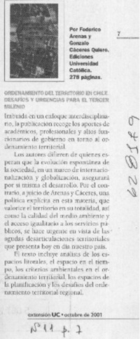 Ordenamiento del territorio en Chile  [artículo]