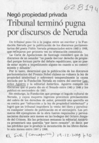 Tribunal terminó pugna por discursos de Neruda  [artículo]