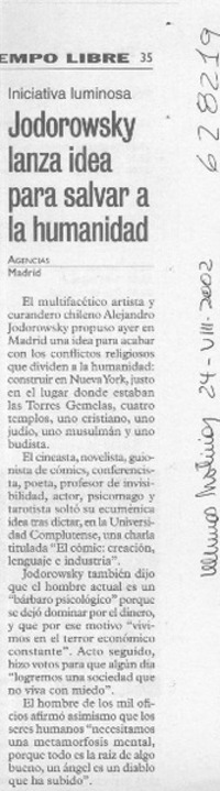 Jodorowsky lanza idea para salvar a la humanidad  [artículo]