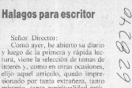 Halagos para escritor  [artículo] Marcos Solavera Infante