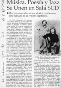 Música, poesía y jazz se unen en sala SCD  [artículo]