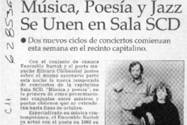 Música, poesía y jazz se unen en sala SCD  [artículo]