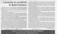 A propósito de un artículo de Rafael Gumucio  [artículo] Fernando Quilodrán