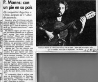 P. Manns, con un pie en su país  [artículo]