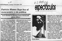 Patricio Manns llega hoy al reencuentro y sin política  [artículo]