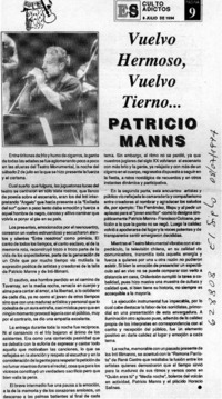 Vuelvo hermoso, vuelvo tierno, Patricio Manns  [artículo]