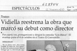 Vidiella reestrena la obra que marcó su debut como director  [artículo] Verónica San Juan