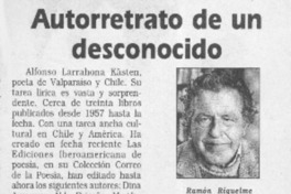 Autorretrato de un desconocido  [artículo] Ramón Riquelme