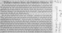 Editan nuevo libro de Patricio Manns  [artículo]