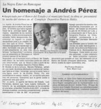 Un homenaje a Andrés Pérez  [artículo] Patricio Rodríguez