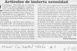 Artículos de incierta necesidad  [artículo] Ramón Riquelme