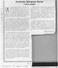 Antonio Bórquez Solar (1872-1938)  [artículo] Darío de la Fuente