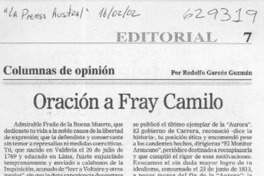 Oración a Fray Camilo  [artículo] Rodolfo Garcés Guzmán