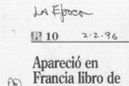 Apareció en Francia libro de Patricio Manns  [artículo]