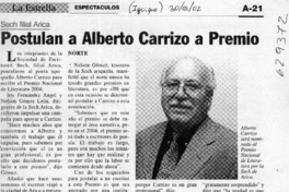 Postulan a Alberto Carrizo a Premio  [artículo]