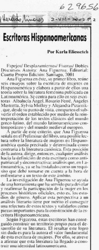 Escritoras hispanoamericanas  [artículo] Karla Eliessetch