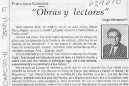 "Obras y lectores"  [artículo] Hugo Metzdorff N.