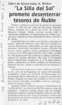 "La silla del sol" promete desenterrar tesoros de Ñuble  [artículo]