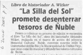 "La silla del sol" promete desenterrar tesoros de Ñuble  [artículo]
