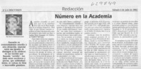 Número en la academia  [artículo] Sucre Valenzuela Zura