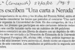 Jóvenes escriben "Una carta a Neruda"  [artículo]