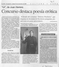 Concurso destaca poesía erótica  [artículo] Marcelo Sánchez R.