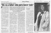 "Me va a faltar vida para hacer todo"  [artículo] Marta Zúñiga Gatica