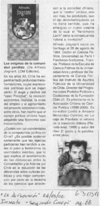 Los enigmas de la comunidad perdida  [artículo]