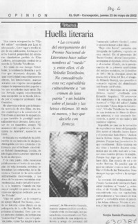 Huella literaria  [artículo] Sergio Ramón Fuentealba